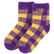 LSU ZooZatz Buffalo Check Fuzzy Socks