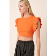 Mittoshop Rib Knit Ruffle Detail Crop Top