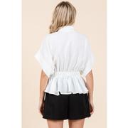 Mittoshop Airflow Elastic Tie Waist Peplum Blouse