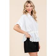 Mittoshop Airflow Elastic Tie Waist Peplum Blouse